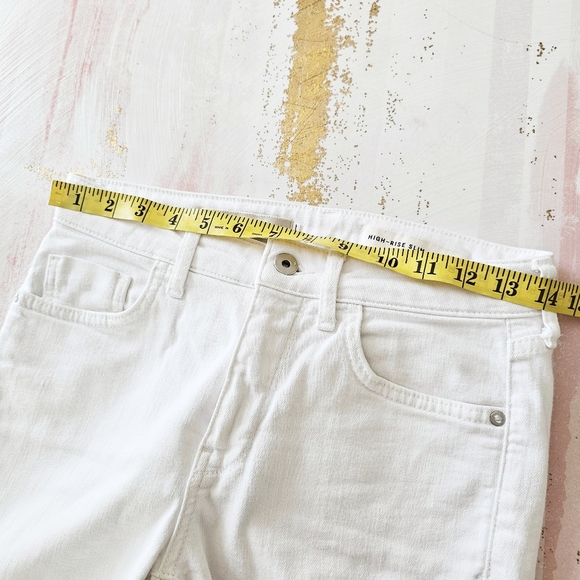 Pilcro & the Letterpress Shorts Anthropologie White Denim High Rise Slim Sz 26 - Picture 15 of 16